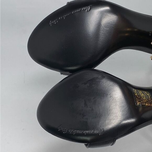 Dolce&Gabbana Sculpted-Heel Baroque DG Leather Sandals size 38 - Picture 13 of 14